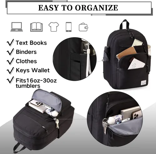 Vista 6 de VASCHY Mochila escolar para hombre, unisex, grande, mochila escolar informal para escuela secundaria, universidad, adolescentes, viajes, trabajo