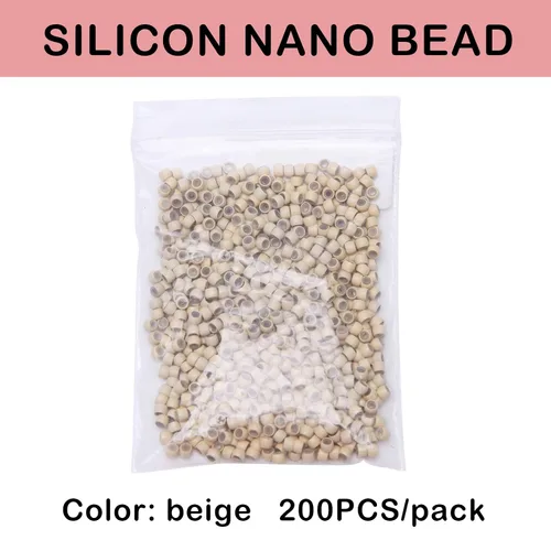 Vista 3 de Hairro Silicona Nano Anillo Perlas 200pcs 0.118 in Para Nano Link Cabello Kertain Cabello Humano Extensiones Beige