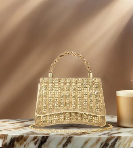 Vista 3 de Bolso de mano con strass para mujer, bandolera brillante y bolsos para boda, fiesta, noche, bolso cruzado