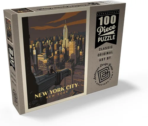 Vista 2 de MyPuzzle New York City: Eagle's View, Vintage Poster - Rompecabezas prémium de 100 piezas para adultos