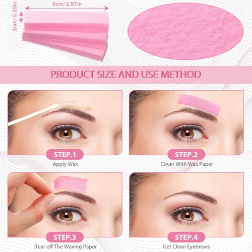 Vista 2 de Maitys 400 tiras de cera para cejas, depilación de cejas, tiras faciales de papel de cera para mujeres y hombres, labios y cara