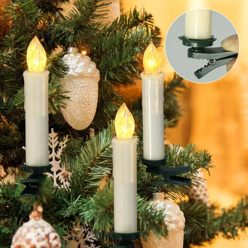 Vista 2 de Velas de Navidad para ventana con control remoto, accesorios