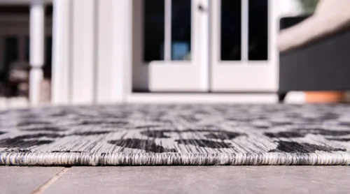 Vista 4 de Unique Loom Outdoor Safari Collection Alfombra de área - Leopardo (4 pies 1 pulgada x 6 pies 1 pulgada rectangular, gris claro/gris)