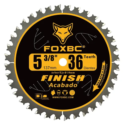 Vista 4 de FOXBC Hoja de sierra circular de carburo de 5-3/8 pulgadas con acabado de madera con eje de 0.394 in