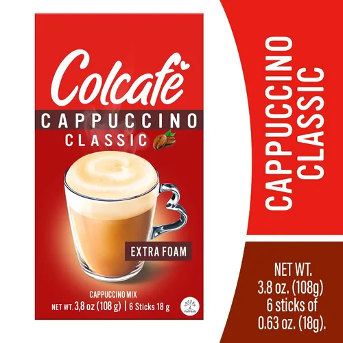 Vista 6 de Colcafe Cappuccino Clásico Instantáneo, 6 sobres por paquete, paquete de 2