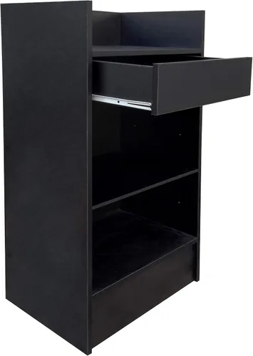 Vista 3 de FixtureDisplays® Soporte negro para caja registradora con estante de almacenamiento ajustable 119721
