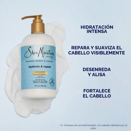 Vista 6 de SheaMoisture Champú y acondicionador, hidratación y reparación de miel de manuka y yogur + tratamiento potencial de proteínas, mascarilla capilar