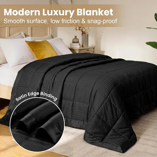 Vista 3 de downluxe - Manta de tamaño King con ribete satinado, edredón ligero alternativo para todas las estaciones, lavable a máquina