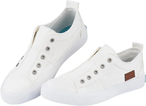 Vista 6 de JENN ARDOR Tenis de moda para mujer, bajos, hechos de tela sin cordones, fáciles de poner