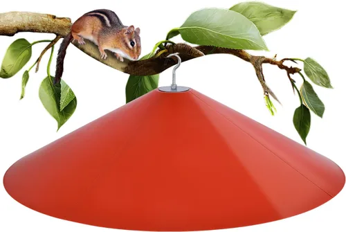 Vista 10 de Deflectores grandes para ardillas de exterior de 24 pulgadas para postes de comederos de pájaros, uso bidireccional, color verde