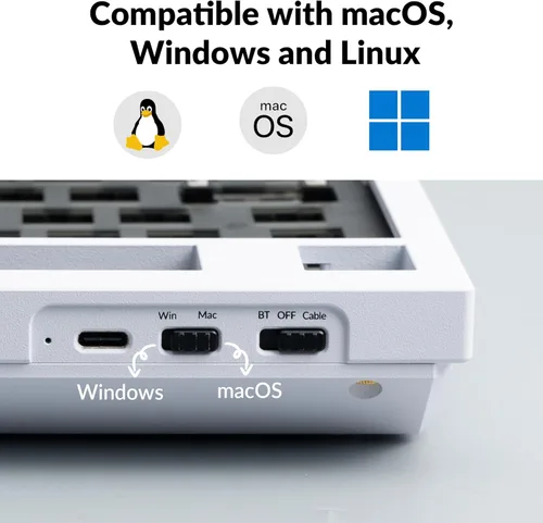 Vista 4 de Keychron Q5 Pro Teclado mecánico inalámbrico QMK/VIA Barebone, diseño del 96% con perilla programable, diseño de doble junta, retroiluminación RGB