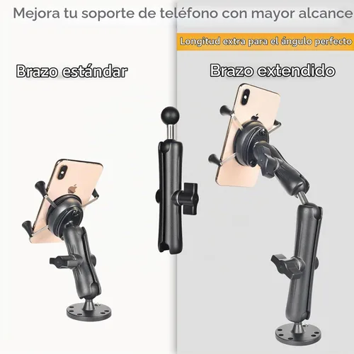 Vista 4 de VAUBORTTI Brazo de doble enchufe de 1 pulgada con adaptador de bola doble, brazo de extensión de aleación de aluminio para tamaño RAM B, se adapta a