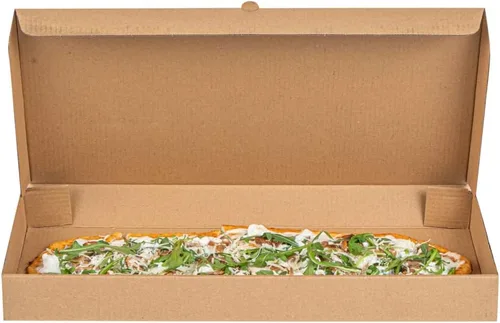 Vista 101 de Restaurantware - Cajas para pizza, 50 unidades, 14 x 7 x 1.5 pulgadas, embalaje de papel de cartón corrugado con bloqueo de pestañas, resistente a