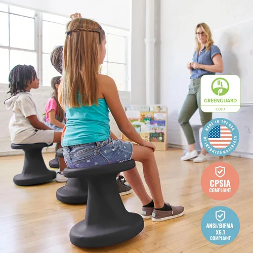 Vista 6 de ECR4Kids Taburete giratorio Wobble, altura del asiento de 14 pulgadas Negro