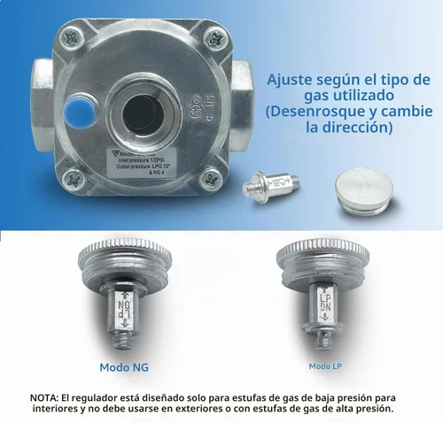Vista 3 de Regulador de presión de gas natural de 1/2 pulgada con 2 accesorios