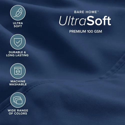 Vista 3 de Bare Home Hotel Luxury - Juego de sábanas Queen extra suave, 6 piezas, bolsillos profundos, ajuste fácil, refrescantes y transpirables, resistentes