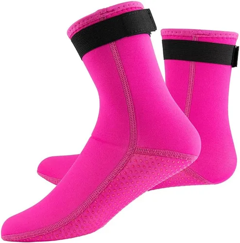 Vista 9 de Calcetines de neopreno de 0.118 pulgadas (0.118 in), calcetines térmicos antideslizantes para buceo, botines de agua para natación, deportes