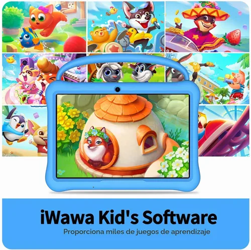 Vista 4 de Tableta Android de 10 pulgadas para niños,64GB 1TB Expand,Control parental Azul