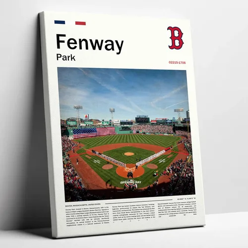 Vista 8 de Póster del estadio Fenway Park (17 x 11 pulgadas en lienzo) Arte de pared de béisbol de Boston - Póster deportivo retro de los Red Sox - Regalo