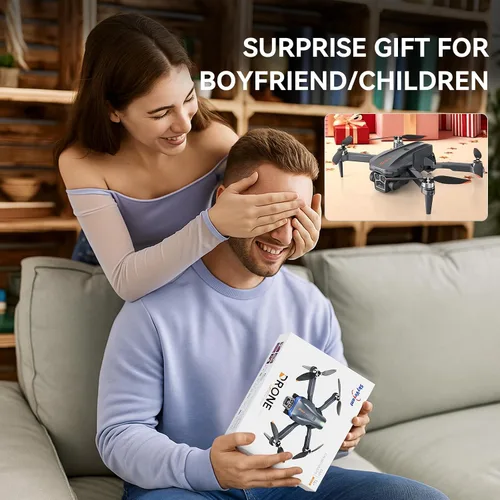 Vista 7 de Dron con cámara - Dron plegable con motor sin escobillas para adultos/niños, cuadricóptero RC HD 1080P. Vuelo según puntos de ruta, mantiene
