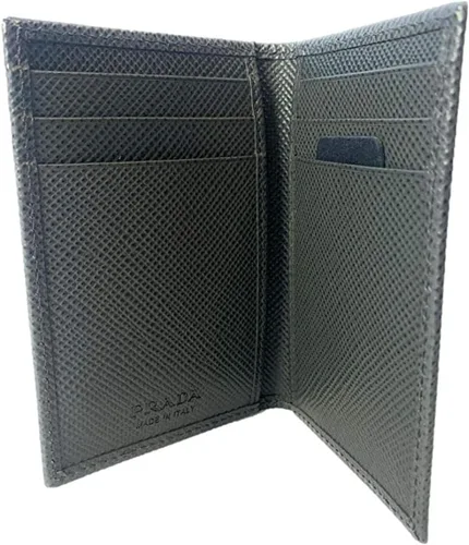 Vista 3 de Prada Tarjetero vertical de cuero Saffiano para hombre color negro 2MC101 Negro - Cartera plegable