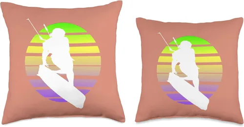Vista 3 de Kitesurf Gifts and Surf Lover Tees by taiche Kitesurfing Female Rider Silhouette Retro Sunset 10 - Almohada de 16 x 16 pulgadas, multicolor