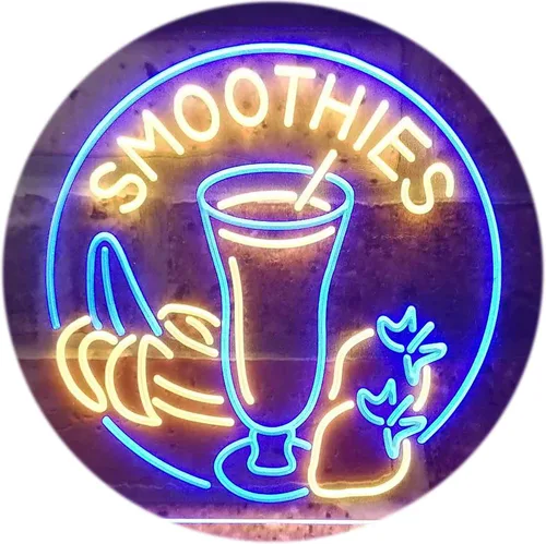 Vista 15 de ADVPRO Smoothies Fruit Drink Shop Señal de neón LED de doble color azul y rojo 24 "x 16" st6s64-i3343-br
