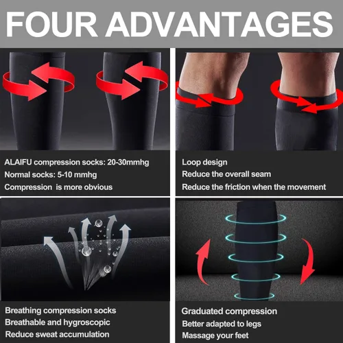 Vista 3 de Hi Clasmix Calcetines de compresión médica graduados para mujeres y hombres, recuperación de circulación, hasta la rodilla, calcetines atléticos