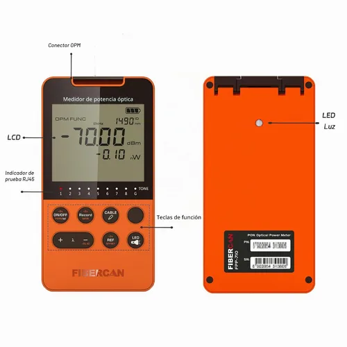Vista 3 de Medidor de potencia óptica -50 ~+30dbm Localizador visual de fallas Probador de cable óptico portátil Herramientas de red con control remoto RJ45