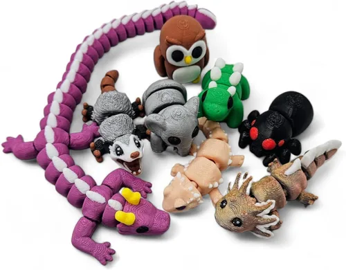 Vista 6 de Paquete de 10 minianimales misteriosos, figuras articuladas impresas en 3D, diseños únicos y divertidos, incluye huevo misterioso, alivio del estrés