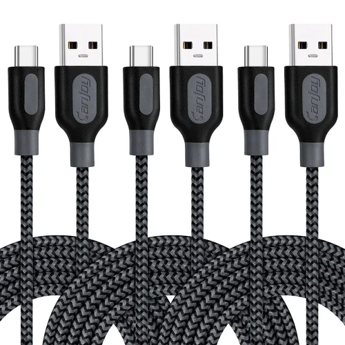 Vista 9 de Canjoy Cable USB C, paquete de 3 cables trenzados de carga rápida tipo C de Azul