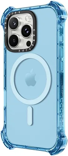 Vista 5 de CASETiFY Funda Bounce para iPhone 16 Pro [a prueba de golpes, 21.3 pies, protección contra caídas de grado militar 6X, compatible con Magsafe] Azul