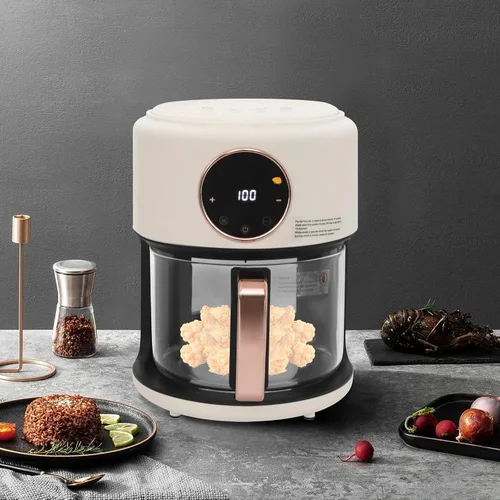 Vista 9 de Freidora aireada de vidrio de 4.2L, freidora aireada visible de 360° con pantalla táctil digital de 110 V, 1200 W, olla asada para restaurantes