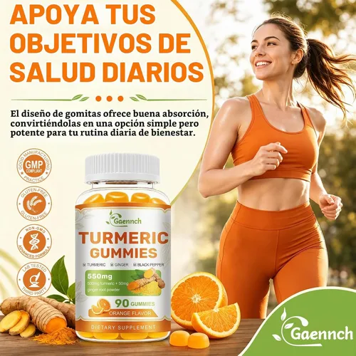 Vista 7 de Turmeric and Ginger Gummies 90 Count with Black Pepper for High Absorption