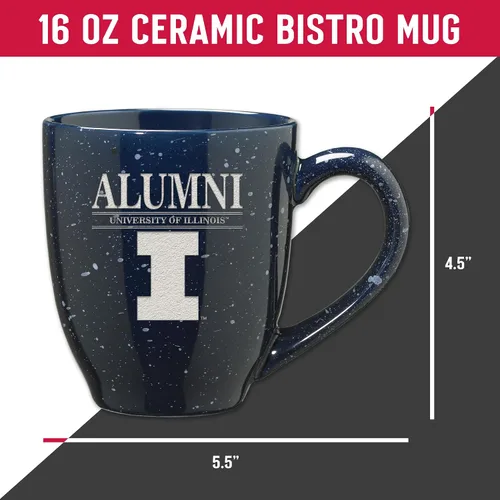 Vista 5 de Rico Industries NCAA Illinois Fighting Illini Alumni - Taza de café de cerámica moteada grabada con láser de 16 onzas