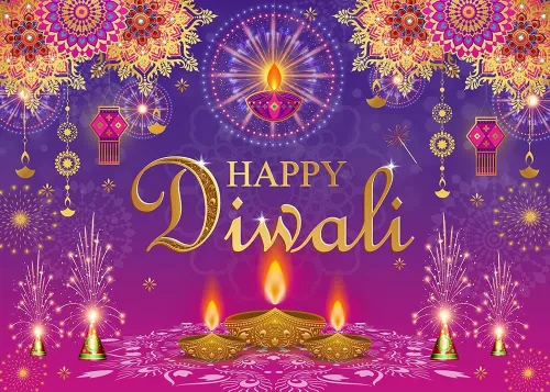 Vista 7 de Mocsicka Happy Diwali - Telón de fondo indio Deepavali Diwali Festival de luz, decoración de fiesta, linterna Rangoli, fotografía, pancarta