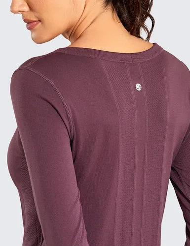 Vista 4 de CRZ YOGA Camiseta deportiva de manga larga sin costuras para mujer, transpirable, para gimnasio, entrenamiento