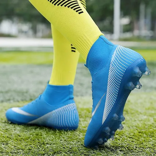 Vista 5 de BINBINNIAO Tacos de fútbol juveniles para competición de fútbol AG, para interiores y exteriores, botas de fútbol sala