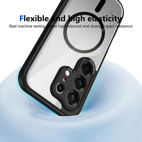 Vista 57 de Funda magnética transparente compatible con Xiaomi 17T, color negro 2 en 1 PC + TPU cubierta de teléfono a prueba de golpes, carcasa protectora