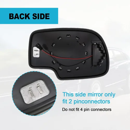 Vista 5 de Espejo calefactable de repuesto para Cadillac Escalade 2003-2007, espejo convexo de visión lateral con señal de giro compatible con Chevrolet