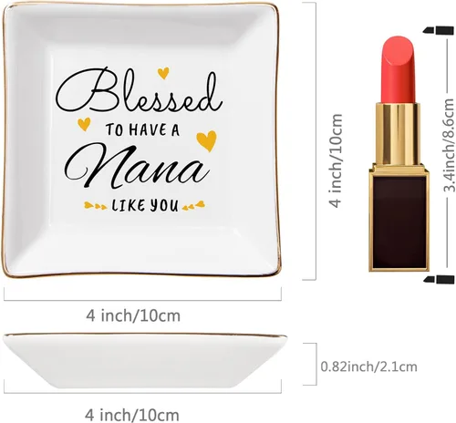 Vista 5 de Regalos de nana, regalo para nana, plato de joyería con texto en inglés Blessed to have a nana like you, plato para bisutería, regalo de cumpleaños