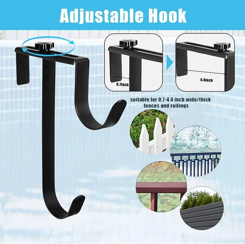 Vista 3 de 2 ganchos ajustables para postes de piscina, ganchos de metal para vallas, soporte de herramientas de piscina para postes telescópicos