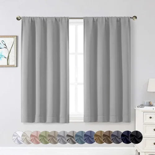 Vista 94 de Cortinas opacas para dormitorio, sala de estar, juego de 2 paneles de 54 pulgadas de largo, cortinas de oscurecimiento de habitación con aislamiento