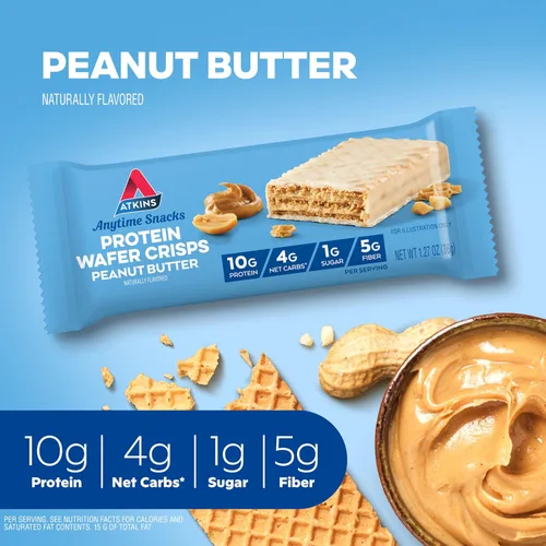 Vista 4 de Atkins Galletas de proteína crocantes, 305405, Peanut Butter, 1