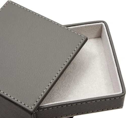 Vista 5 de Organizador de joyas giratorio de 4 capas para hombres, mujeres, caja pequeña de piel sintética para collares, anillos, aretes, pulseras