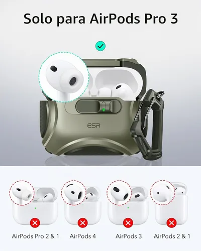 Vista 2 de ESR Funda para AirPods Pro 3 (2025), Compatible con Funda de AirPods Pro de 3ª Generación (Cable USB-C), MagSafe Sin Esfuerzo, Bloqueo a Prueba