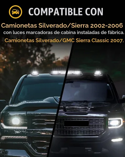 Vista 3 de Partsam 3 piezas de lente de cubierta ahumada blanca 30 LED marcador de cabina de techo + paquete de cables compatibles con Silverado/Sierra 1500
