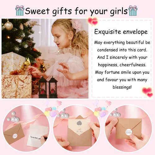 Vista 6 de Jeka Pulseras de diamantes de imitación para niñas de flores, pulseras con dije de corazón de perlas rosadas, pulseras de regreso a la escuela
