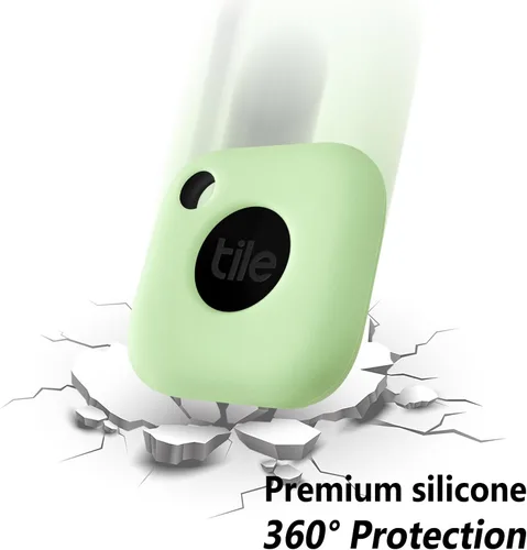 Vista 3 de Geiomoo Funda de silicona compatible con Tile Mate 2024, Tile Mate 2022, funda protectora con mosquetón (verde luminoso)
