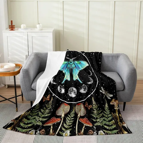 Vista 29 de Erosebridal Manta de hojas para niños, niñas y hombres, manta de forro polar colorida, manta de cama de hojas de mandala bohemio, 30 x 40 pulgadas